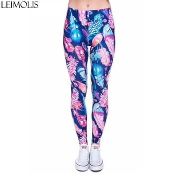 

LEIMOLIS 3D print Phoenix feather Cartoon fitness push up workout leggings women Harajuku High Waist punk rock sexy leggins