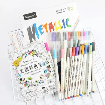 

for Metallic Markers Pens 10/12/15/20/30 Colors for diy DIY /Scrapbook Brush Marker Pens for Kids Adult Coloring Books Painting