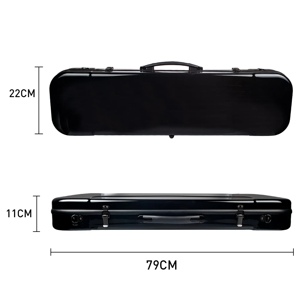 4/4 Full Size Lightwight Violin Case with Hygrometer and Carry Straps (Black)