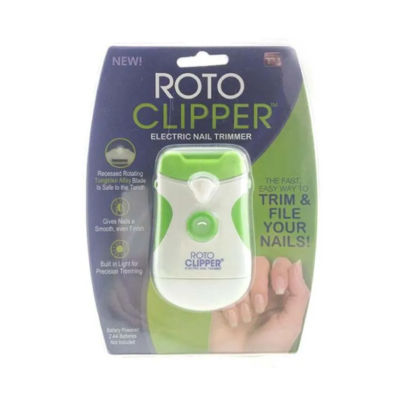 ROTO CLIPPER двусторонний электрический триммер для ногтей для взрослых и детей, ножницы для шлифовки, встроенный светильник, прецизионные инструменты для подрезки, безопасные инструменты