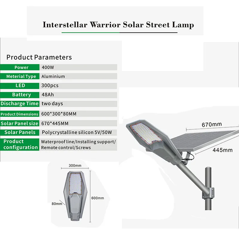 Solar Garden Lights LED Street Lamp Solar Led Light Outdoor 100W 200W 300W 400W Solar Panel Lamps with Remote Sunlight Led Street Lights for Garden Yard Road