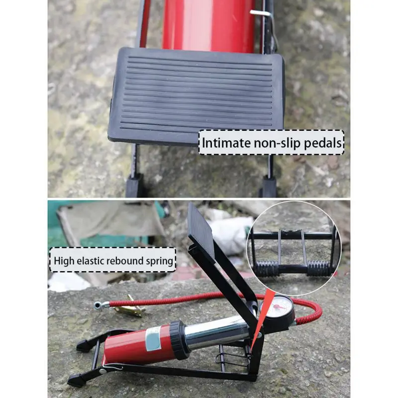 1 шт. алюминиевый сплав велосипедный MTB велосипедный насос ножной насос высокого давления для шин воздушный надувной насос для автомобиля мотоцикла с манометром