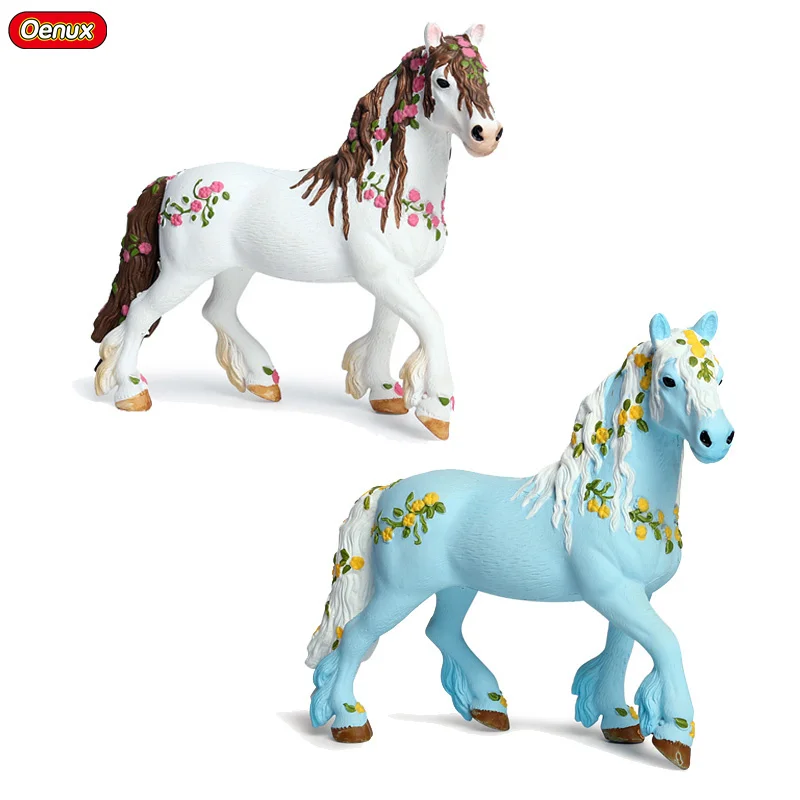 

Oenux Original Fairy Tale Mythical Animal Colorful Horse PVC Model Action Figures Toy Farm Animals Horses Figurines Toy Kid Gift