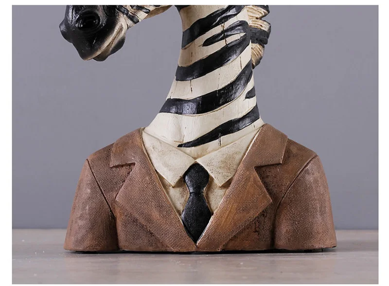 Абстрактный джентльмен Зебра скульптура персонажа украшения дома Ornamant миниатюрные из полимерной смолы модели статуэтки офисный Декор Аксессуары