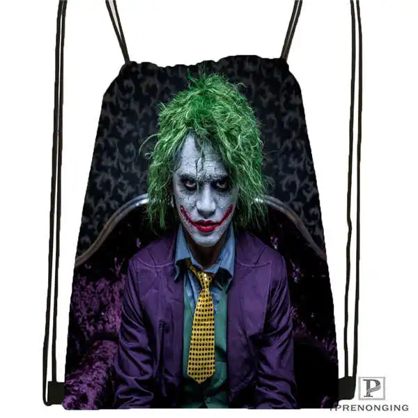 Drawstring Backpack Custom the-joker-batman-arkham@ 02-походная сумка на шнурке милый рюкзак для детей(черная спинка) 31x40 см#180611-03-113 - Цвет: Drawstring Backpack