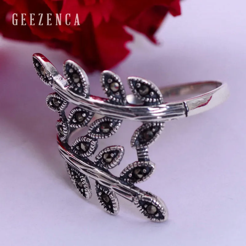 

925 Sterling Thai Silver Gemstone Mosaic Handmade Craft Open Ring for Women Fine Jewelry Luxury Trendy Vintage Cocktail Ring