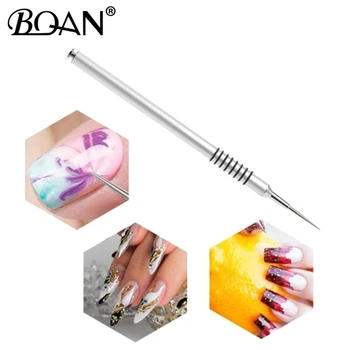 

BQAN 1pcs Metal Handle Slender Needle Nail Pen Nail Art Design Drawing Painting Pen Manicure DIY Tool Dotting Tools