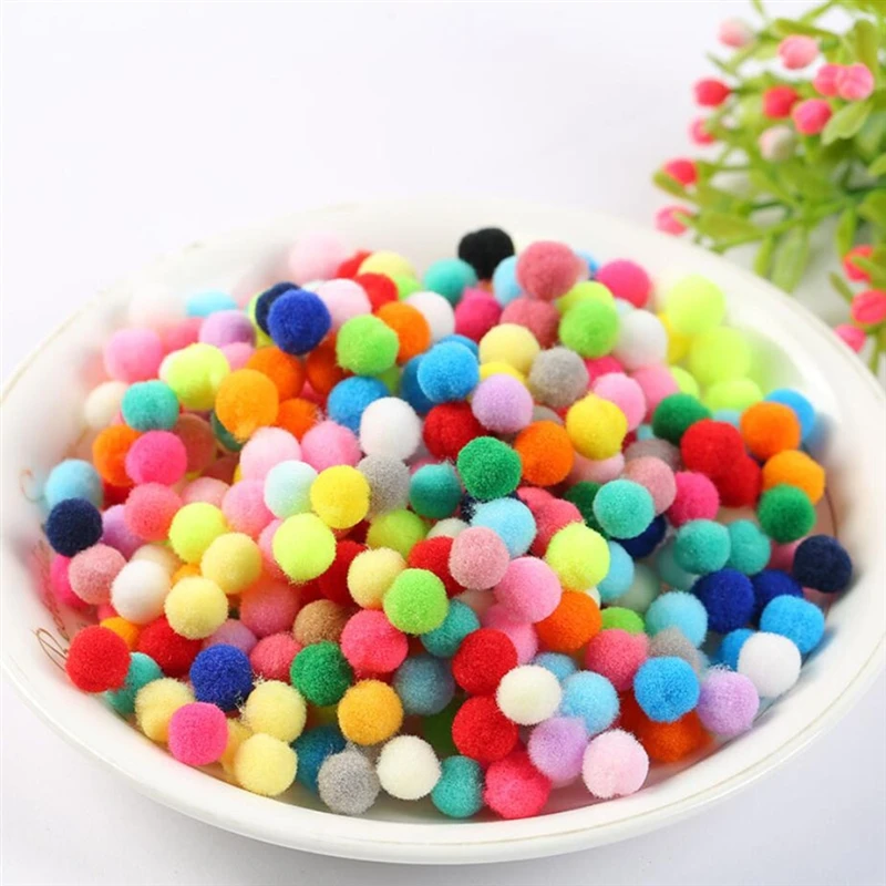 

200Pcs Mixed Soft Round Shaped Pompom Balls Fluffy Pom Pom For Kids DIY Garment Handcraft Doll Accessories 10mm Wedding Decor