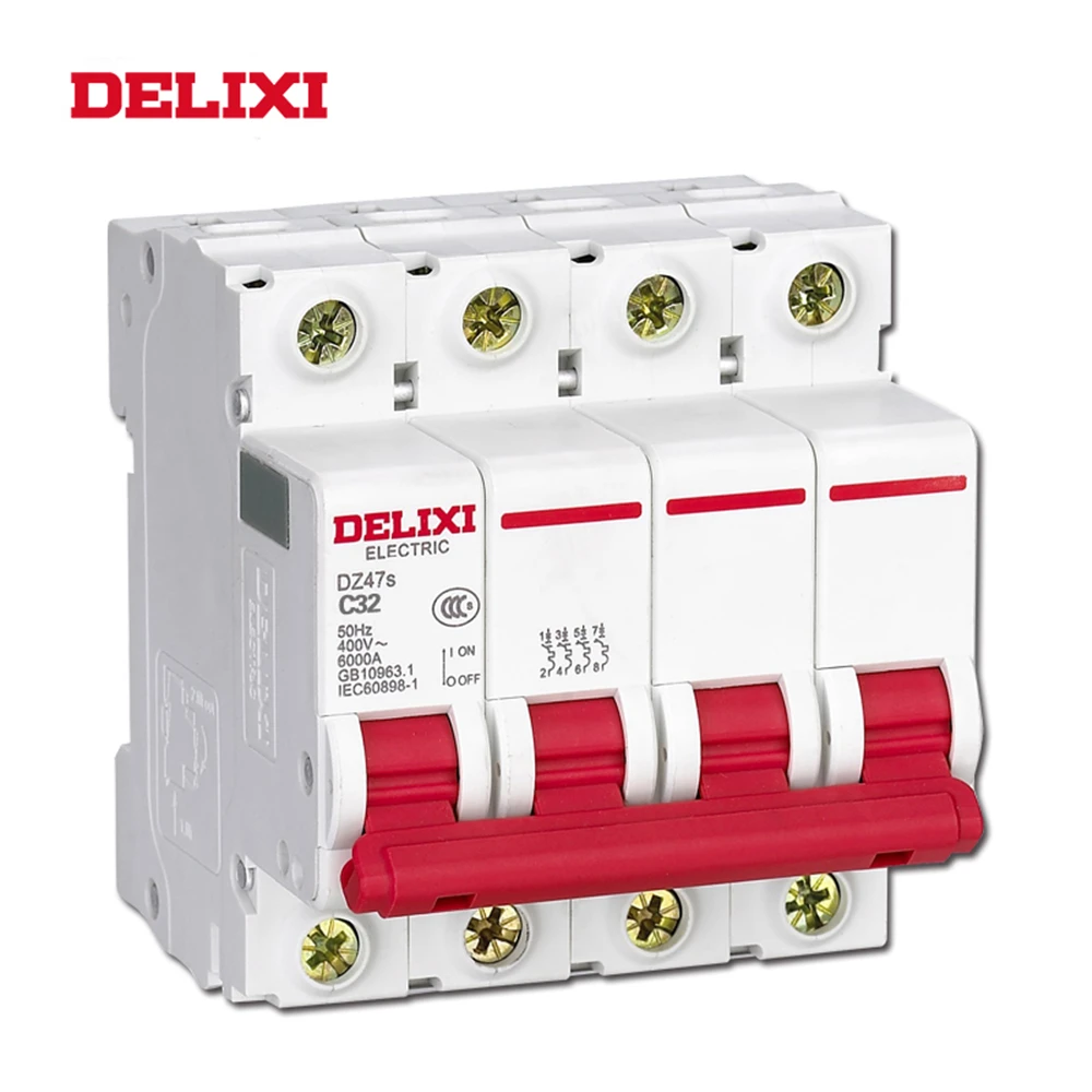 Мини автоматический выключатель DELIXI DZ47s MCB 4P 16A 20A 25A 32A 40A 50 63A Curve C AC|Автоматические