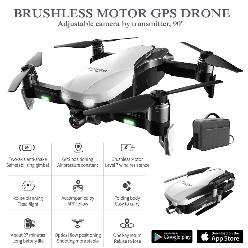 

Drone with HD Camera 2K Two-Axis Anti-Shake RC Quadcopter WiFi FPV Drone Profissional Quadrocopter Rc Helicopter Dron GPS