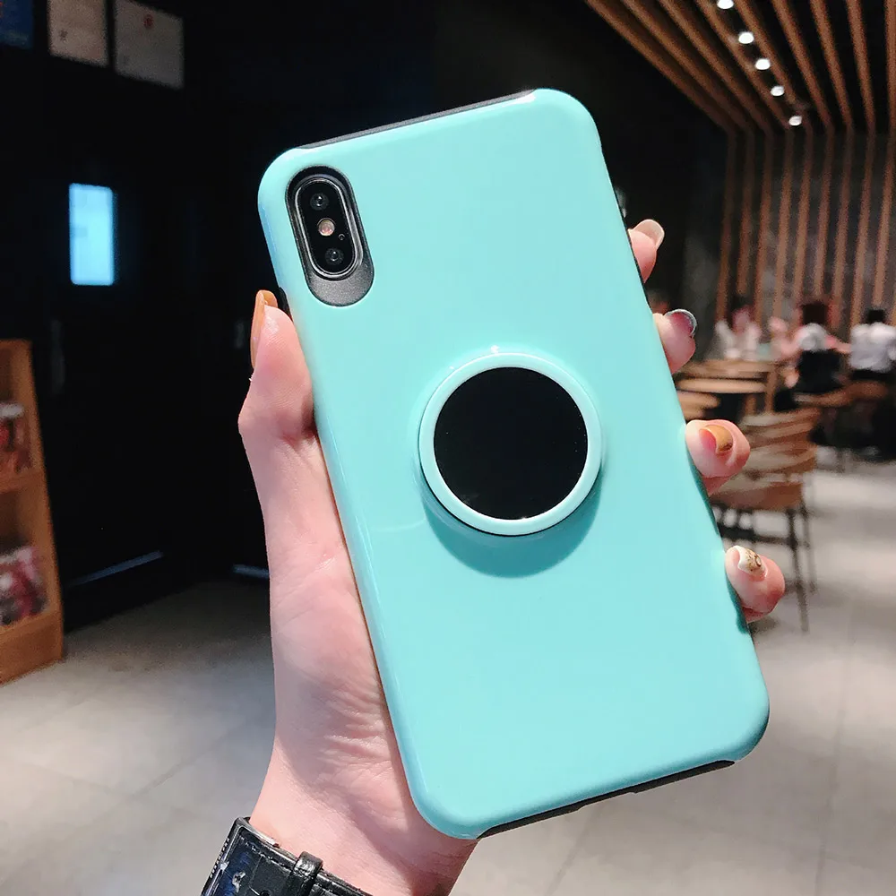 BFOLLOW зеркальная подушка безопасности корпус розетки для iPhone 6 6s 7 8 Plus X XR XS Max 11 Pro Max жесткий чехол из ПК с магнитной задней подставкой - Цвет: Mint Green