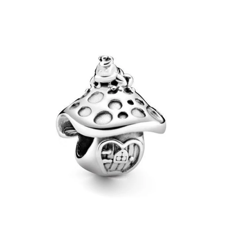 

Authentic 925 Sterling Silver Bead Charm Mushroom & Frog Charm Fit Original Pandora Bracelets Women Diy Jewelry