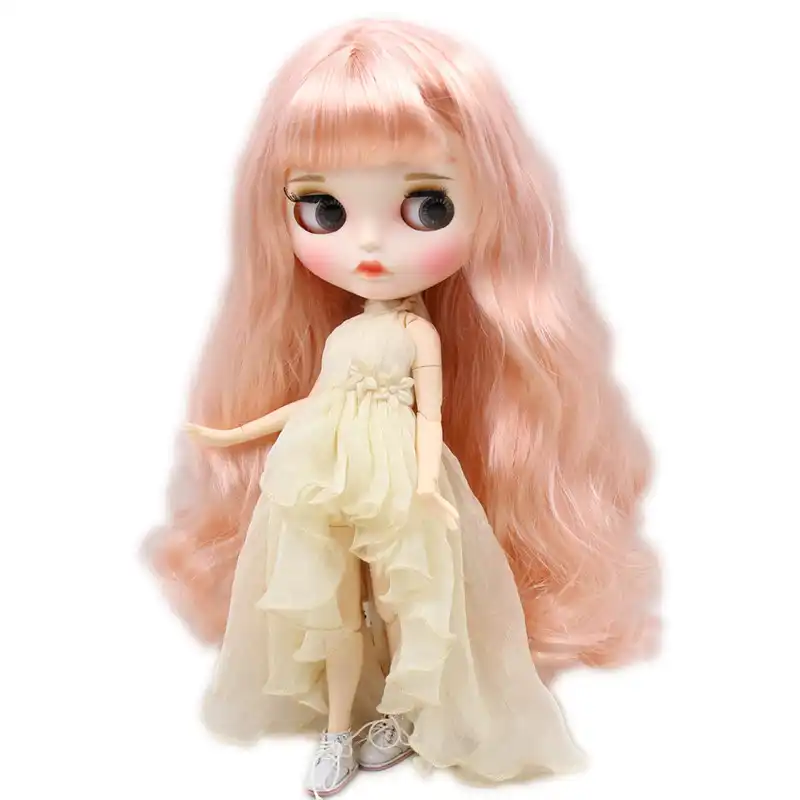 Кукла ICY DBS Blyth No.BL3139/1010 цвета шампанского розовые волосы резные губы матовые по