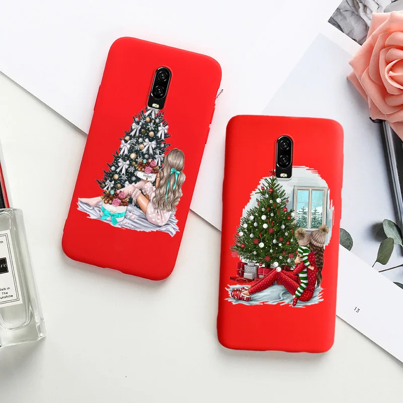 

Red Matte Christmas Cartoon Case For Oneplus 7 Pro Silicone Matte Phone Cover For Oneplus 7 6 6T One Plus 6 6T Back Cover Coque