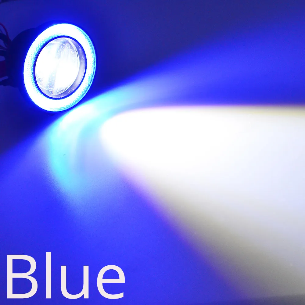 2X64 мм 76 мм 89 мм ангельские глазки COB светодиодный автомобильный противотуманный светильник s Авто универсальный дневной ходовой светильник белый красный синий головной светильник 30 Вт DC 12 В - Испускаемый цвет: Blue
