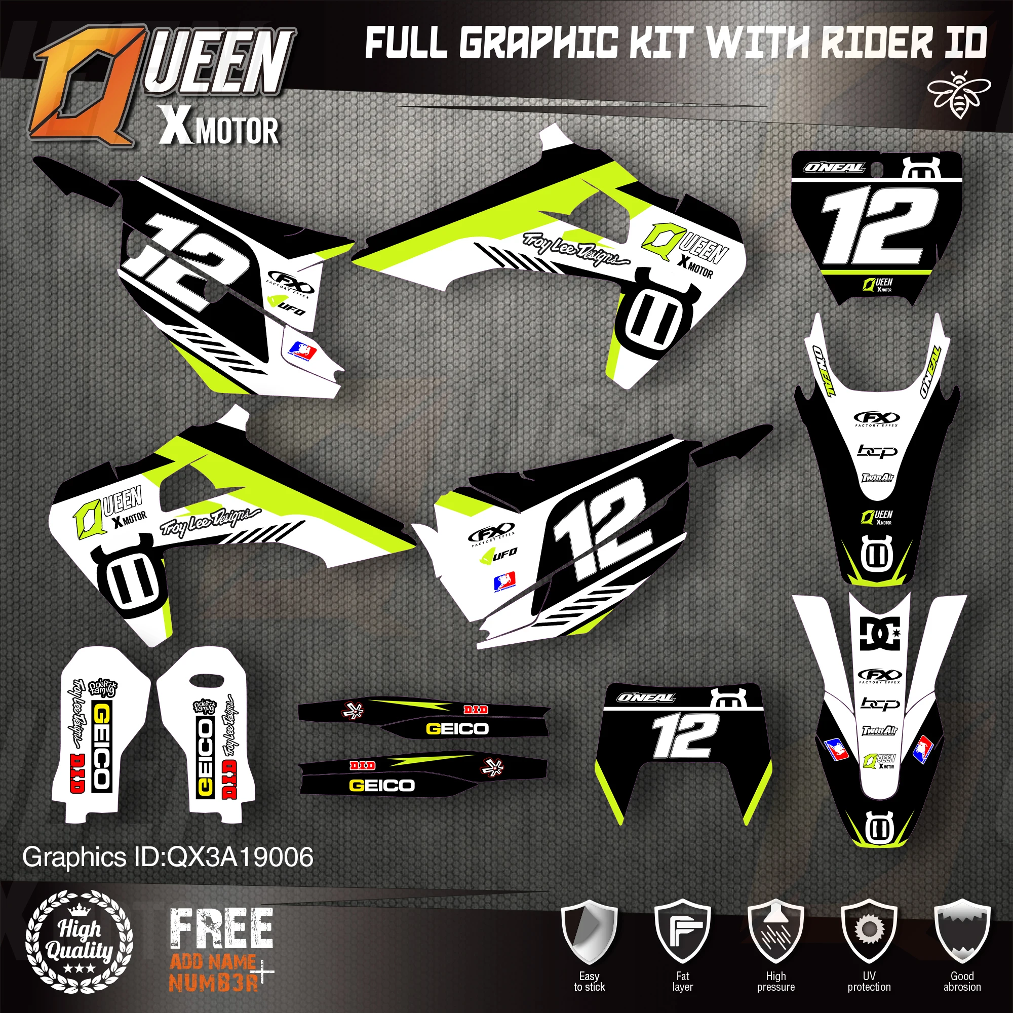 Оригинальные графические наклейки Queen X Engine Набор наклеек 3 м для Husqvarna наклейка 2019