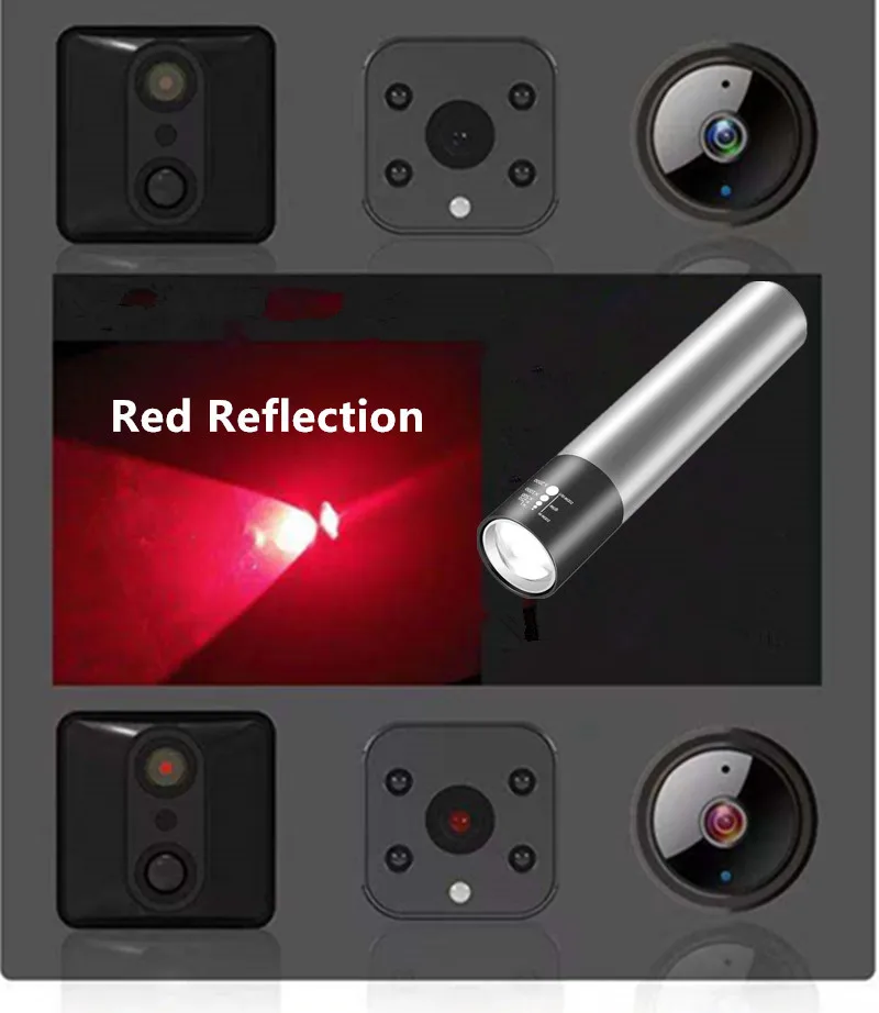 3 in 1 Mini Led Lighting+Power bank +Hidden Camera Infrared Detector Handheld Lens Detector for Hotel Bathroom