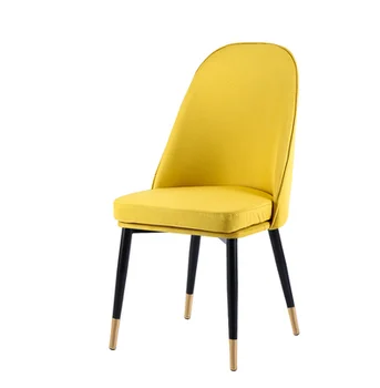 

Light luxury Nordic fabric soft chair simple ins hotel cafe chair iron home backrest dining chair