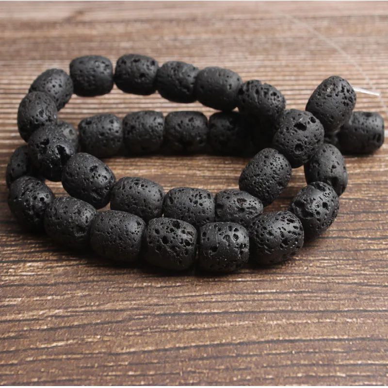 10x12mm 29beads Lan Li, модные натуральные ювелирные изделия, черный камень лавы, свободные бусины, сделай сам, женский браслет, ожерелье, серьги-гвоздики, аксессуары - Цвет: 10x12mm 29beads