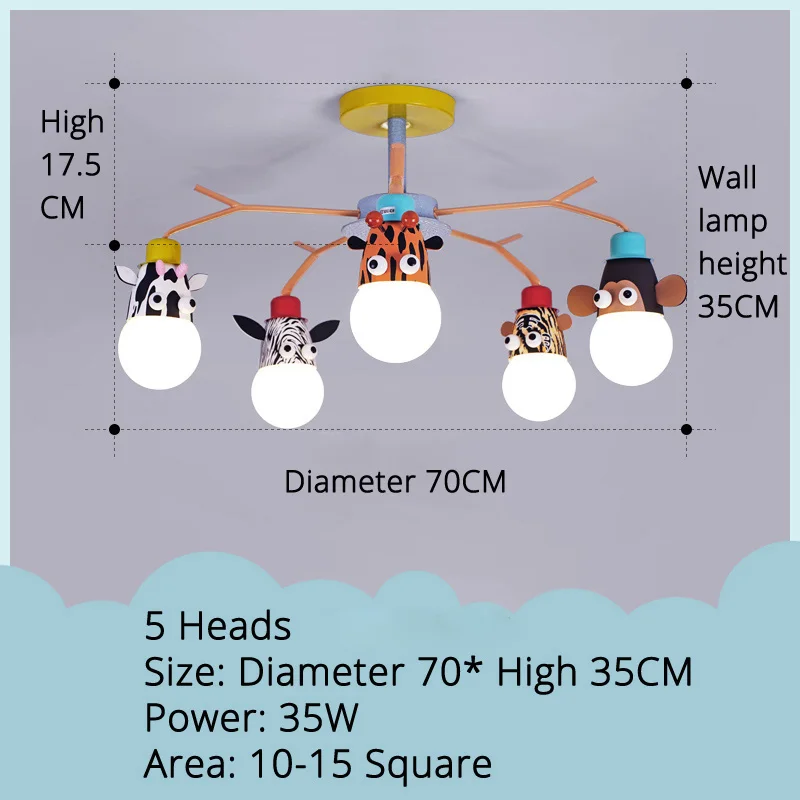 5 heads 35w Детская комната мультфильм потолочный светильник простой американский креативный мальчик и девочка спальня комната Детский сад светодиодный светильник - Цвет корпуса: 5 heads 35w