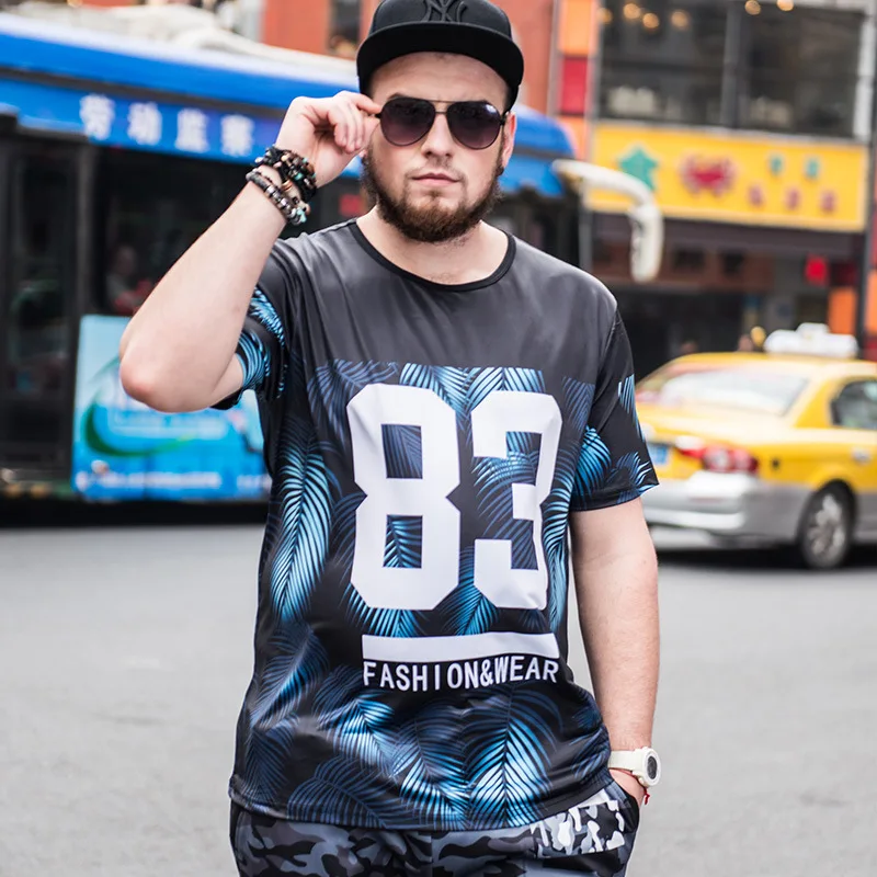 

New large size men's short-sleeved T-shirt loose summer tide fat increase