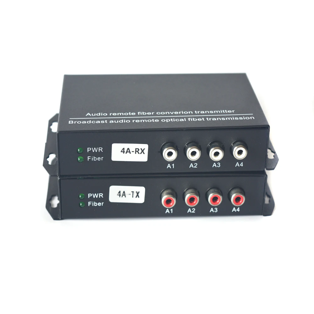 

4 channel Audio Fiber Optic Media Converter Extender - SC Singlmode SM Fiber 20Km & Multimode MM 500m for Broadcasting Intercom