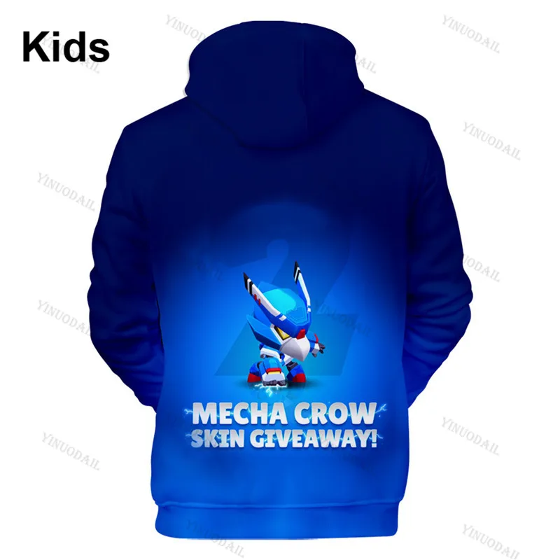 Детская толстовка с капюшоном Mecha Crow Shooter Леон стрельба игра Спайк 3D толстовки