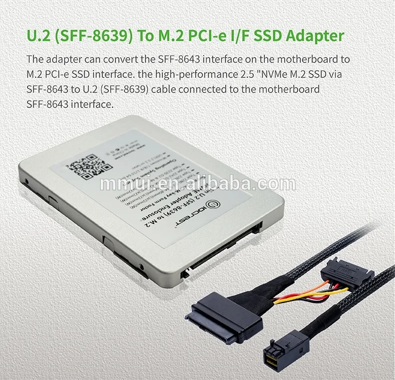 M.2 адаптер M.2 Накопитель SSD с протоколом NVME к PCI-e U.2 SFF-8639 адаптер PCIe M2 конвертер с корпусом кабель для настольного компьютера компьютерная составляющая