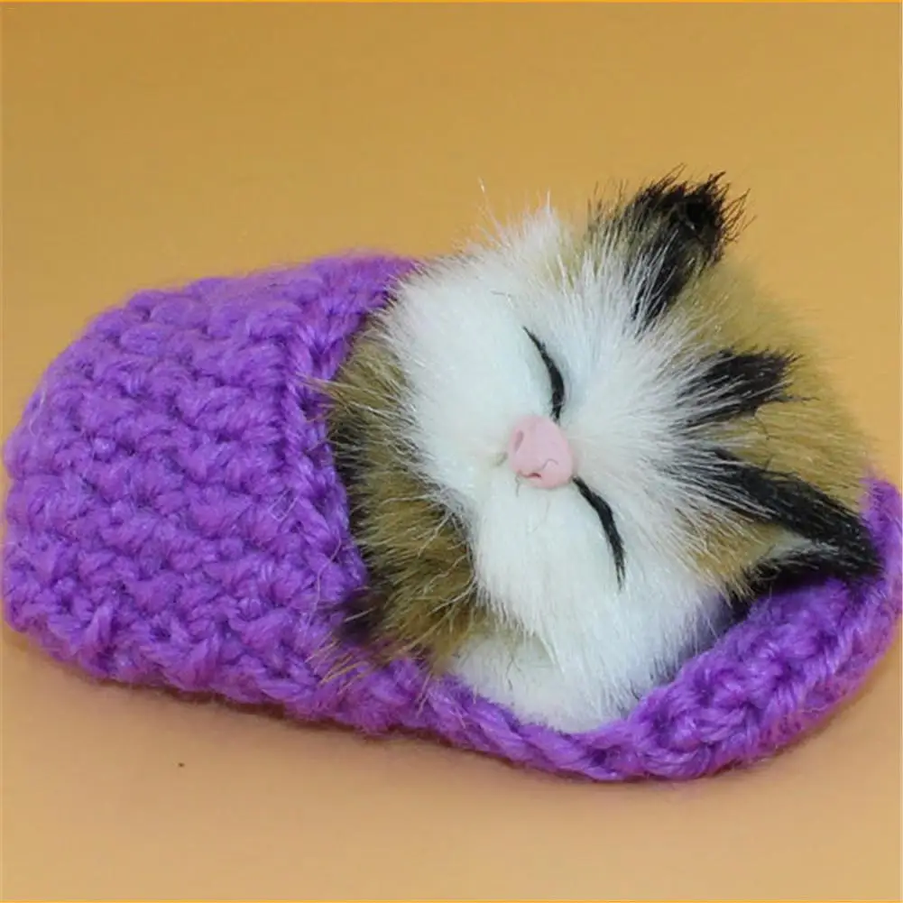 Simulation Sounding Sleeping Cats Plush Toy With Nest Children's Birthday Christmas Gift Kitten Shaped Plush Dolls Plush Toys