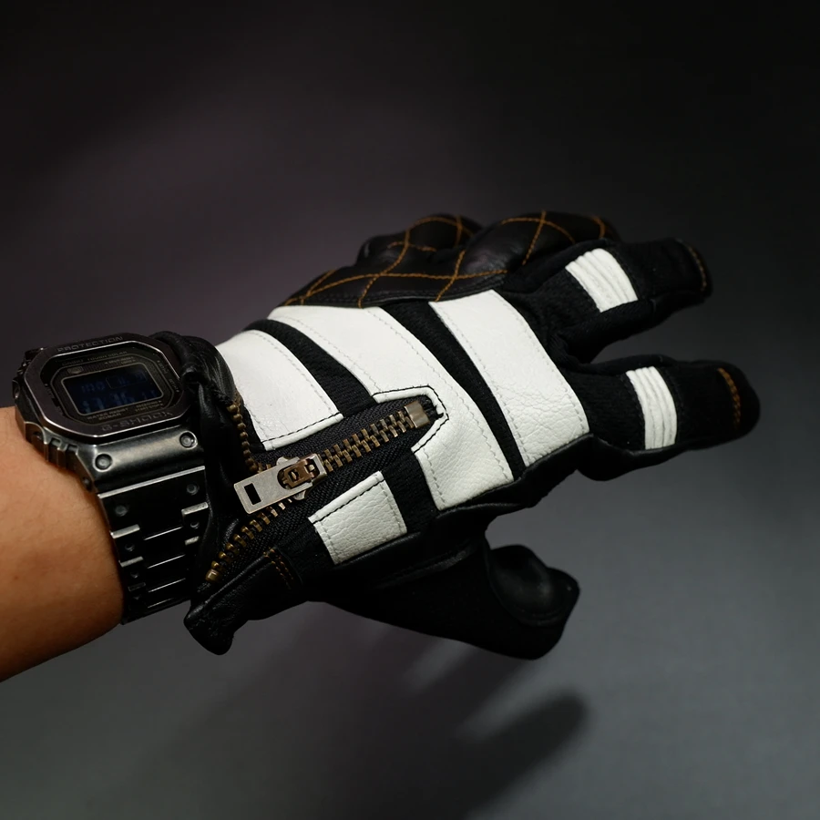 Stripe  vintage leather Glove 9