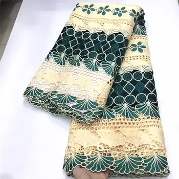 

Soft Guipur Lace High Quality Nigerian African Cord Lace Fabric Milk Silk Water Soluble Lace Fabric For Party Material ZQA2-1