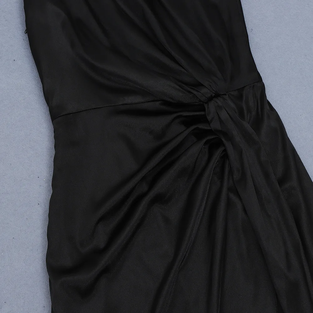 Женское модное повседневное однотонное облегающее платье с косым воротником и асимметричным подолом, элегантные вечерние платья с одним плечом на бретелях для девочек
