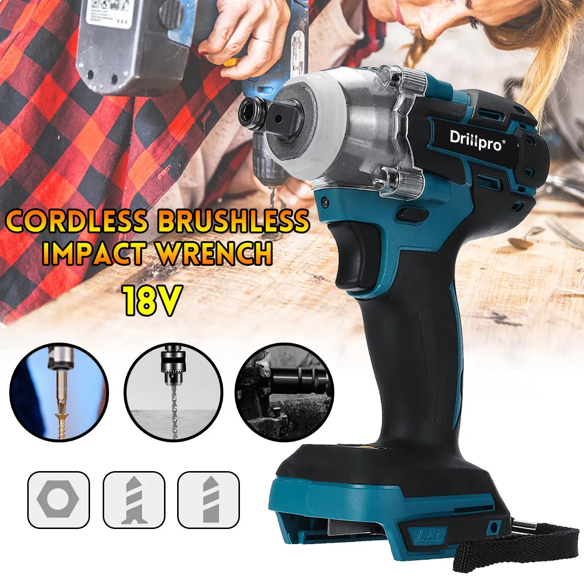 18V Impact Wrench Brushless Cordless Electric Wrench Power Tool 520N.m Torque Rechargeable For Makita Battery DTW285Z ► Photo 2/6