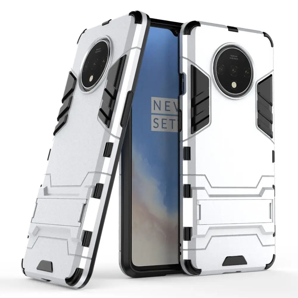 Чехол для Oneplus 7t Pro чехол противоударный армированный резиновый силиконовый Жесткий чехол для телефона чехол для Oneplus 7t Pro оболочка на One Plus 7t - Цвет: Серебристый