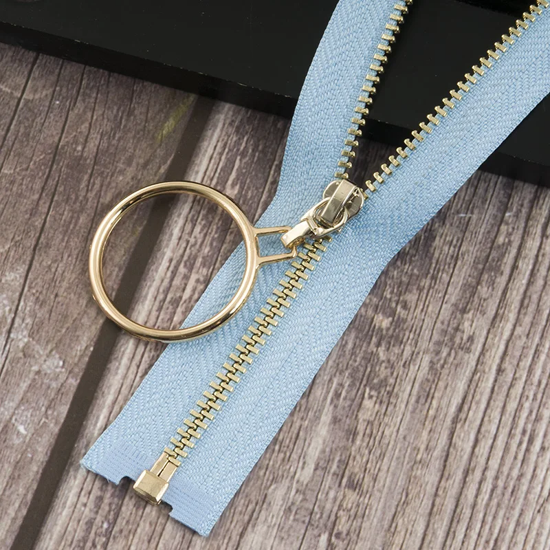 lightbluegold 2 шт. 3#40/70 см Металлические молнии открытый конец застежка-молния для шитья сумки пуховик юбка молния Ремонтный комплект DIY аксессуары для одежды - Цвет: lightbluegold