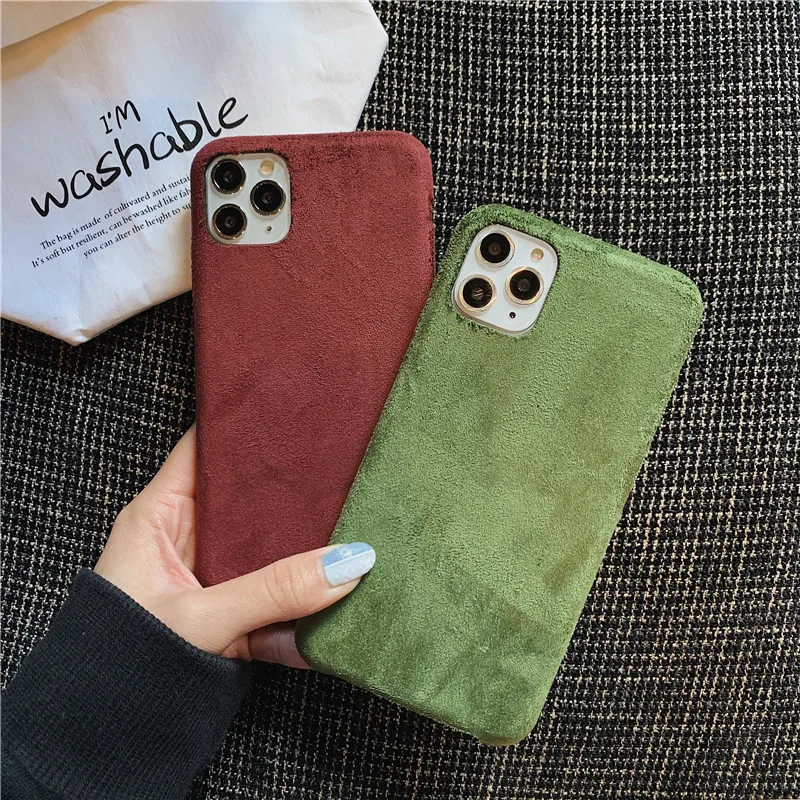 Модный зимний теплый пушистый чехол для телефона s для iphone 11 Pro Max, мягкий чехол для iphone 6 6S 7 8 Plus X XR XS MAX, тканевый плюшевый чехол