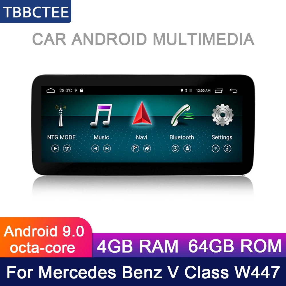 

10.25 inch 4+64G Android Display for Mercedes Benz MB V Class W447 2014~2019 NTG Car Radio Screen GPS Navigation Bluetooth Navi