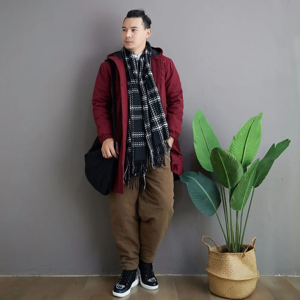 LZJN 2019 Winter Warm Men Thick Pants Double Layer Quilted Casual Pockets Male Winter Joggers Drawstring Cotton Linen Trousers (23)