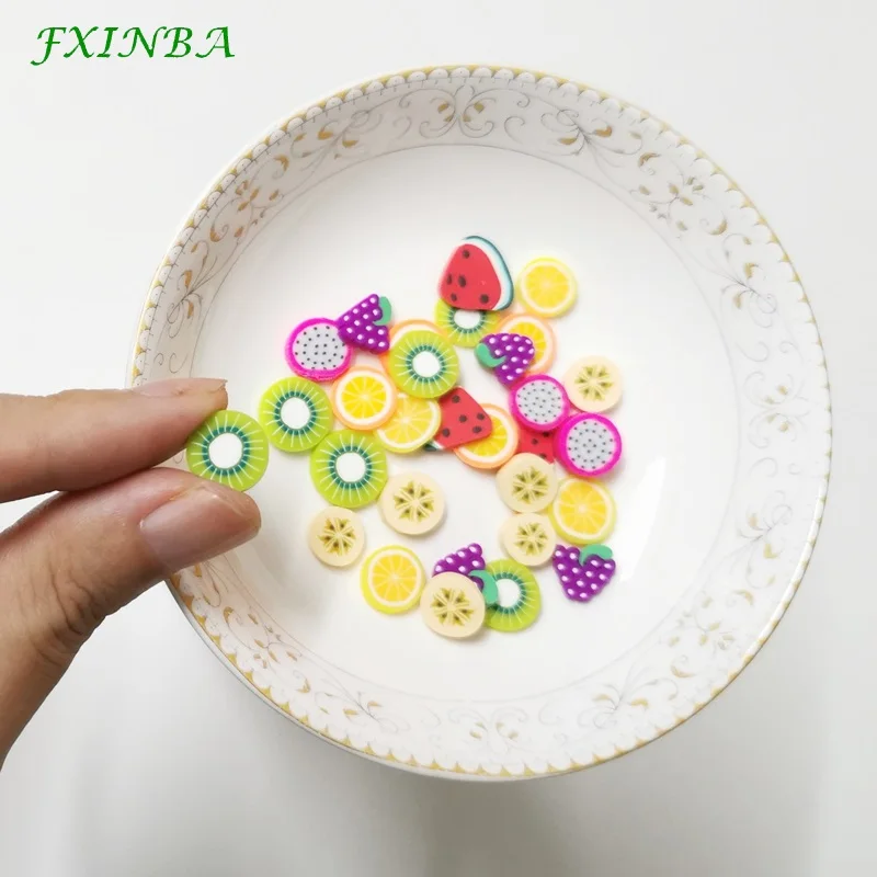 FXINBA 10 г/упак. фимо кусочки фруктов для слизи поставки глина разбрызгивает искусственные кусочки фруктов слимы шармы игрушки DIY Lizun Декор
