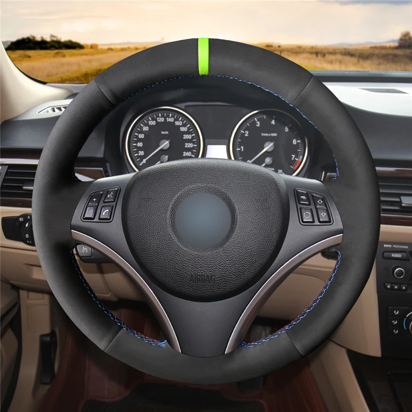 MEWANT-Comfortable-Durable-Soft-Black-Suede-Anti-slip-Car-Steering-Wheel-Cover-for-BMW-E90-E91