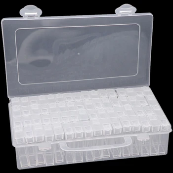

Craft Box Grids Beads DIY Rhinestones 64 Nails Storage Case Container Organizer storage case Transparent Suitcase