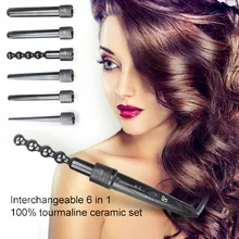 6 в 1 Плойка для завивки волос набор керамических бочек нагревание волос Инструменты для укладки волос бигуди для волос для девочек Плойка для завивки волос