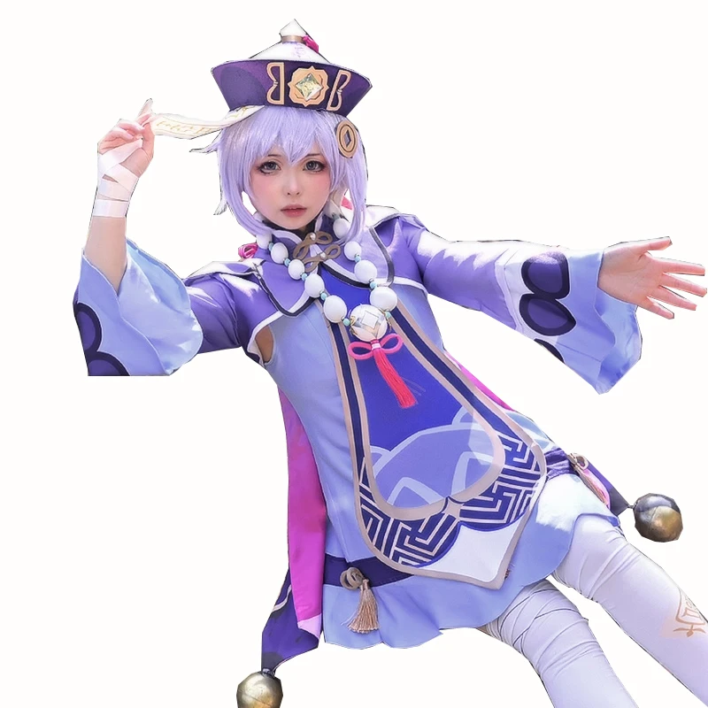Project QIQI Cosplay Costume Game Genshin Impact Zombie Girl Dress Tops Pants Anime Accessories Set Halloween Clothes Christmas