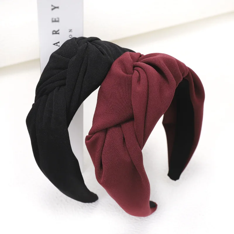 Винтажный однотонный тканевый ободок для волос 2020 женщин тюрбан повязка на