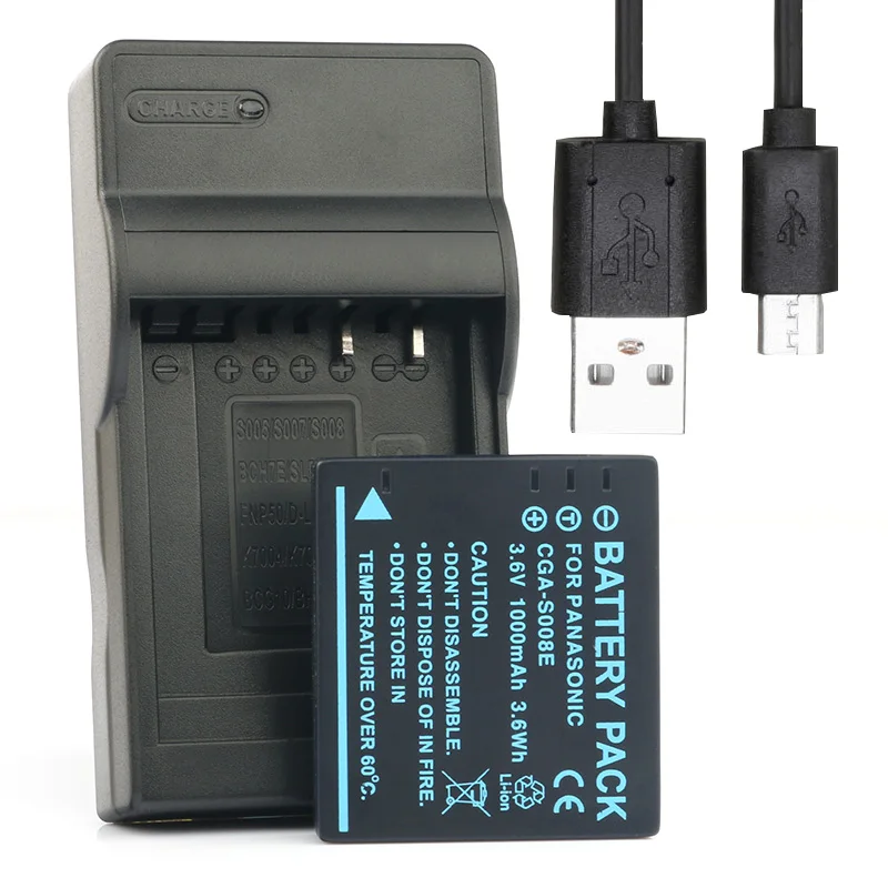 LANFULANG CGA-S008 DMW-BCE10 Батарея для цифрового фотоаппарата Panasonic SDR-S9 SDR-S10 SDR-S15 SDR-S18 SDR-S25 SDR-S26 SDR-SW20 SDR-SW21 - Цвет: Charger and 1Battery
