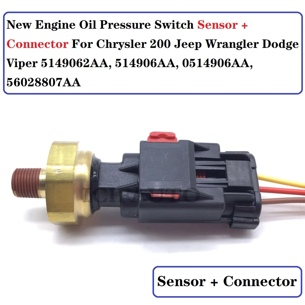 Engine Oil Pressure Switch Sensor + Plug For Chrysler 200 Jeep Wrangler  Dodge Viper 5149062aa, 514906aa, 0514906aa, 56028807aa - Pressure Sensor -  AliExpress