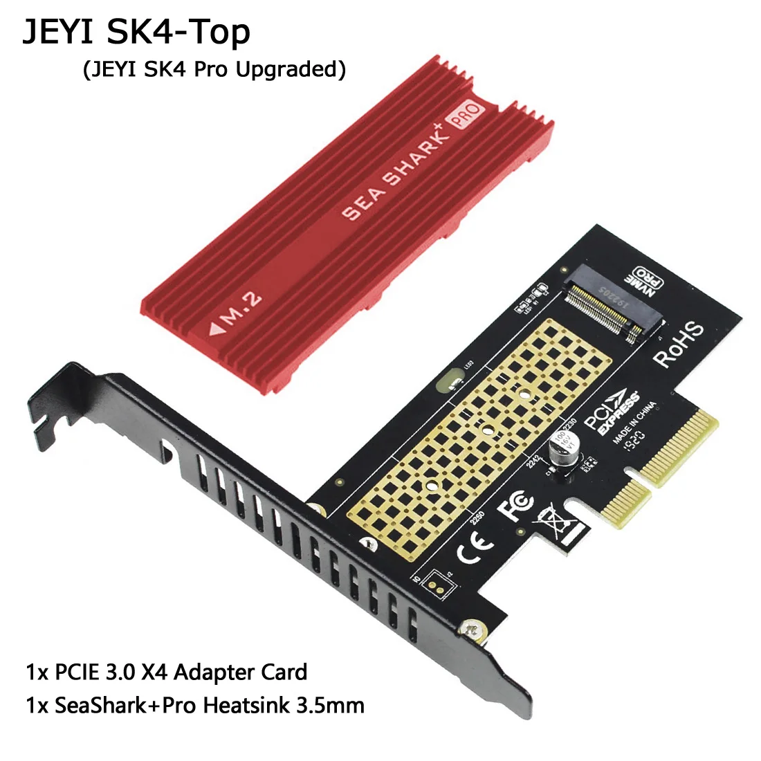 JEYI SK4 Plus M.2 NVMe SSD для PCIE 3,0X4 адаптер карта M ключ для 2230 2242 2260 2280 SSD PCI-e X8 X16 радиатор охлаждения sehark - Цвет: Синий