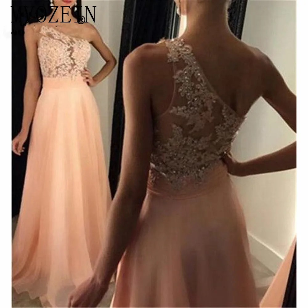Same as image Illusion Sheer кружевные вечерние платья Длинные с бисером на одно плечо шифоновое платье для выпускного вечера Вечернее платье вечернее платье для женщин - Цвет: Same as image