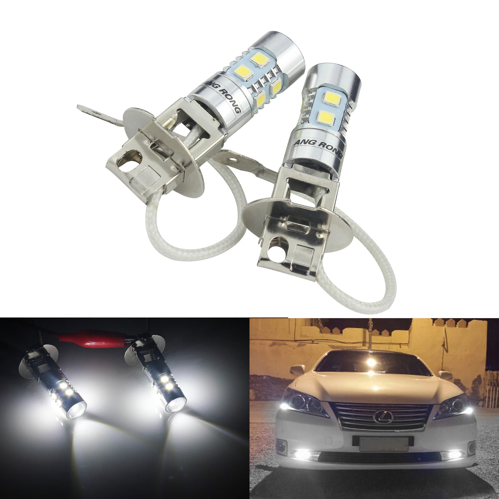 ANGRONG 2 шт. 6000K H3 453 10 SMD 2835 Светодиодный противотуманный светильник дневные ходовые