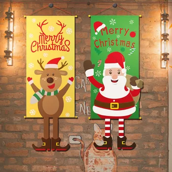 

Merry Christmas Garden Wall Hanging Door Santa Elk Wall Hanging Banner Xmas House Banner 2021 Merry Christmas Decor For Home